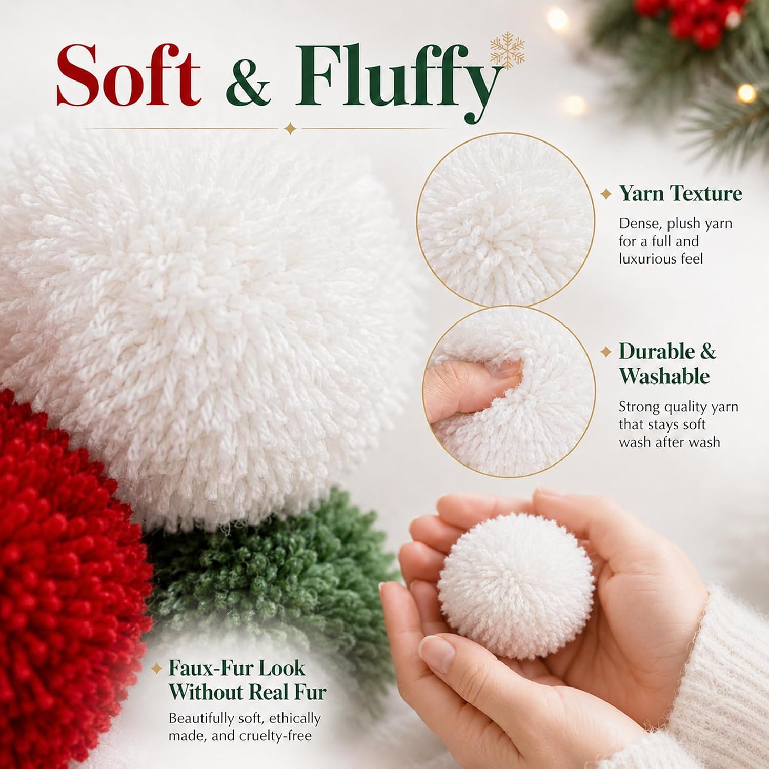 RAINFLOW 20 PCS Yarn Pom Poms for Crafts – 3 Inch Large Craft Fuzzy Pompoms