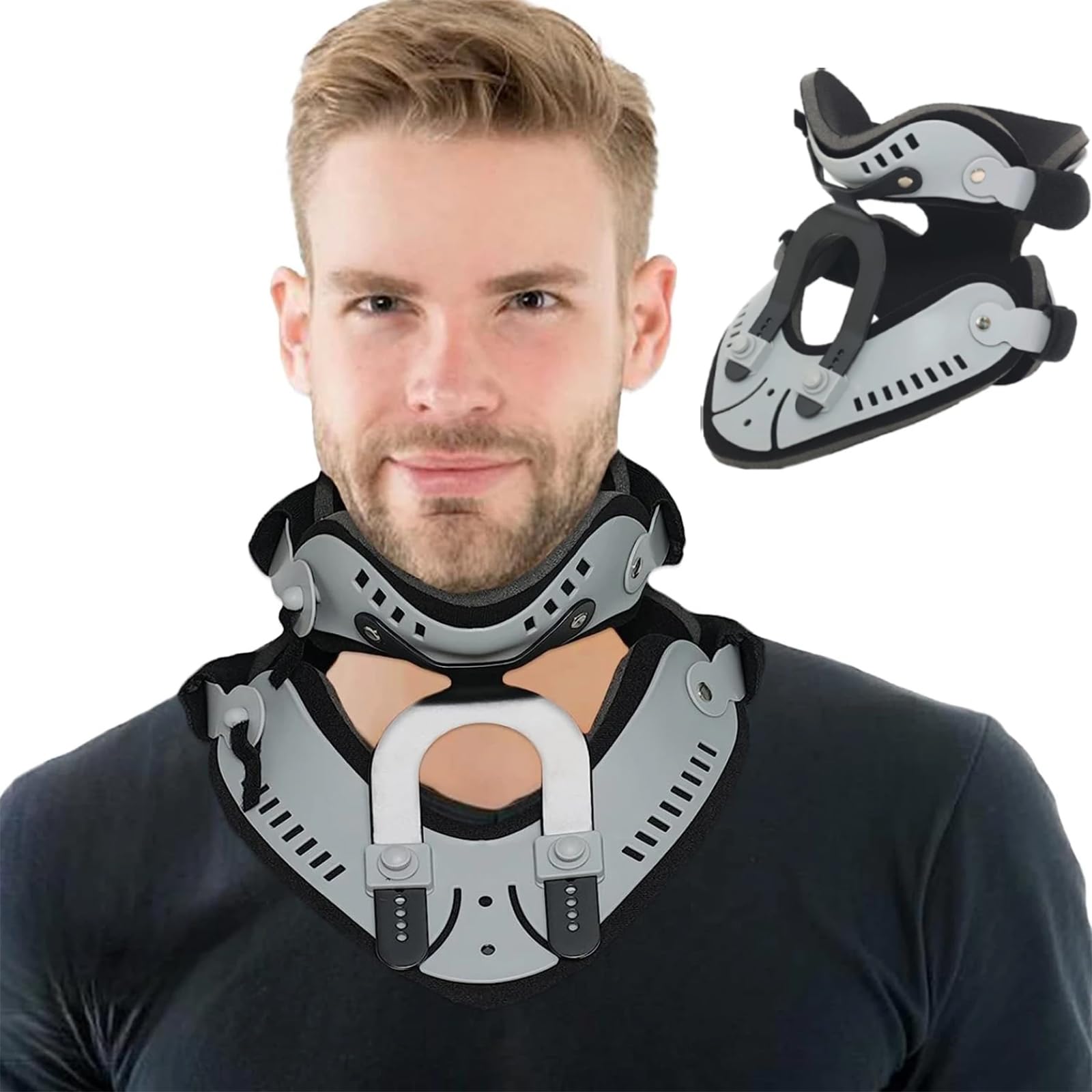 Dispositivo De Tracción del Cuello Cervical, Camilla De Cuello Ajustable, Collar De Cuello Cervical, 6 Niveles De Altura Ajustable Y Empuja El Espacio Intervertebral Uniformemente