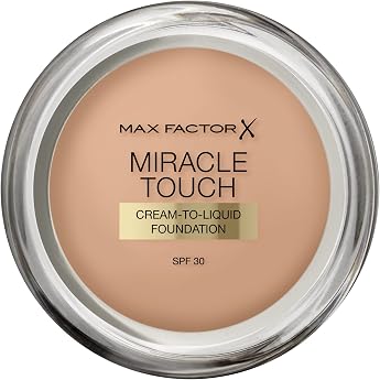 Max Factor Miracle Touch Foundation in Colour 75 Golden - Intense Powdery Makeup for a Flawless Complexion - With SPF 30