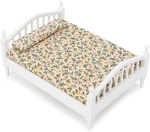 Miniatura 9 de 1:12 Mini cama de casa de muñecas de madera pulida casa de muñecas en miniatura dormitorio muebles modelo conjunto accesorio muñeca accesorios,