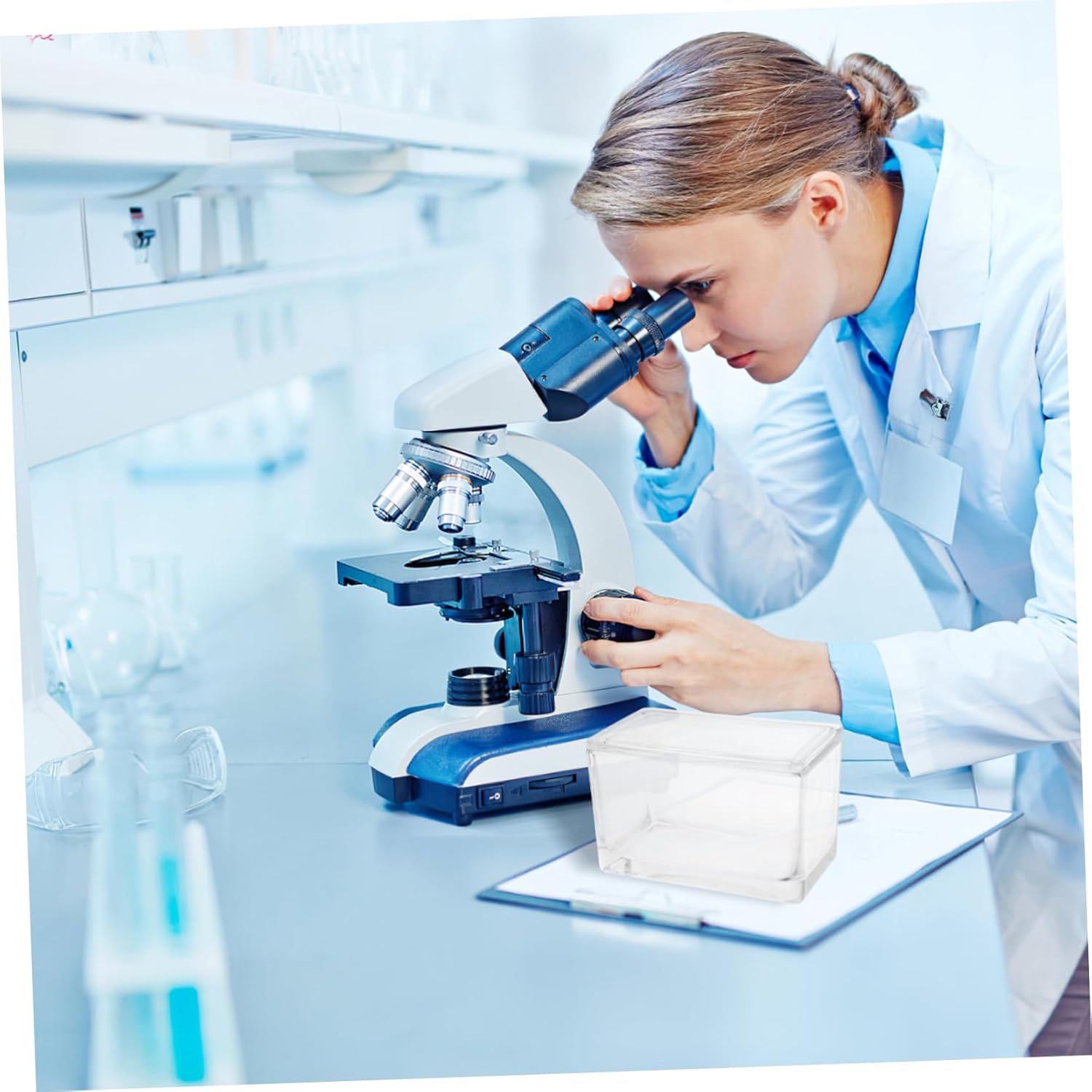 Zerodeko Empty Slide Glass Staining with Vertical and Horizontal Racks for Microscope Slides High Precision for Science Projects Easy to Clean and Portable Design