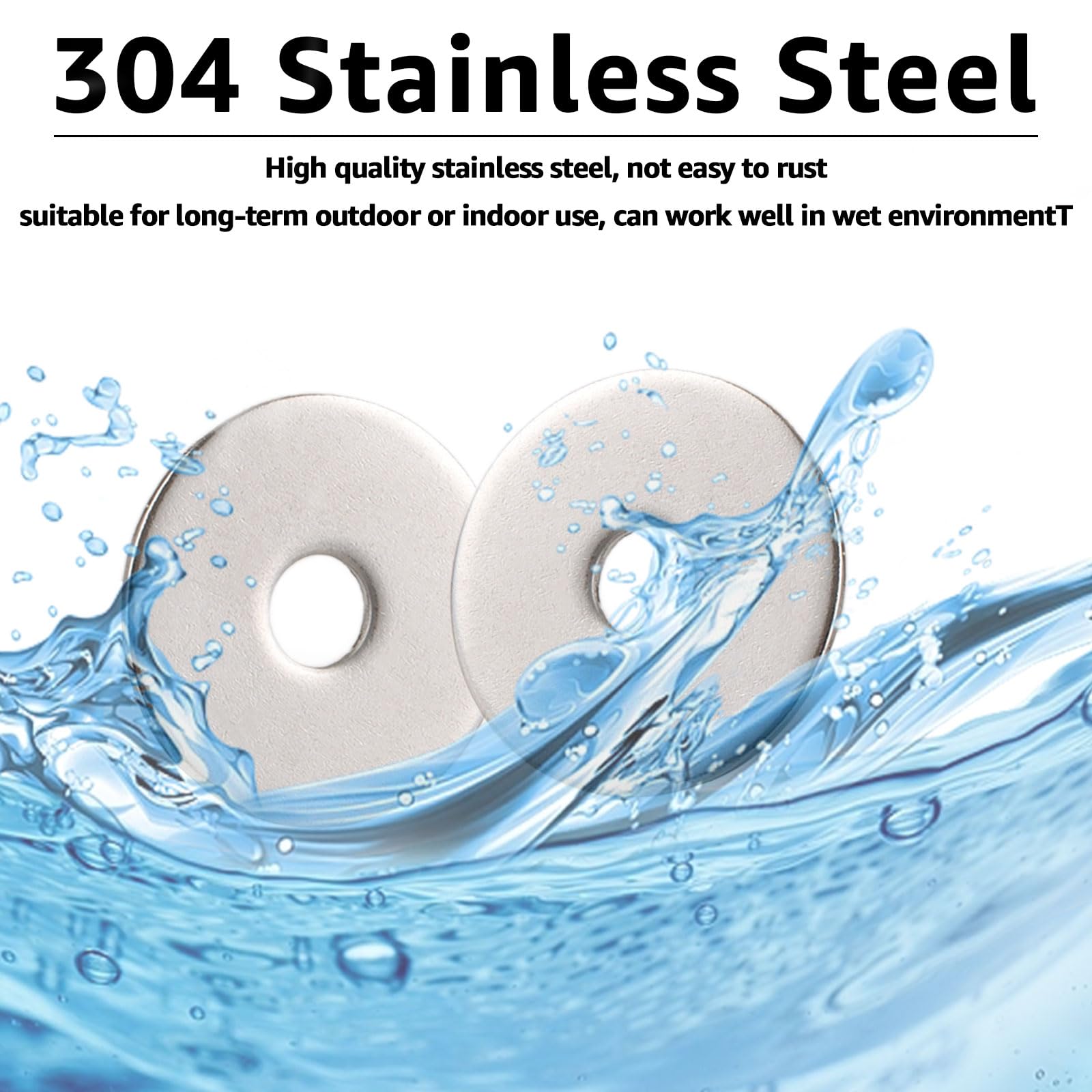 CYEER 200 Pack M6 x 25mm Metal Flat Penny Washers, 304 Stainless Steel, Large OD Plain Wide Round Metal Alloy Steel for Screws - Image 3