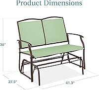 Vista 3 de Best Choice Products – Silla mecedora para 2 personas para patio al aire libre, banco para jardín, balancín de acero con tela Textilene, marco
