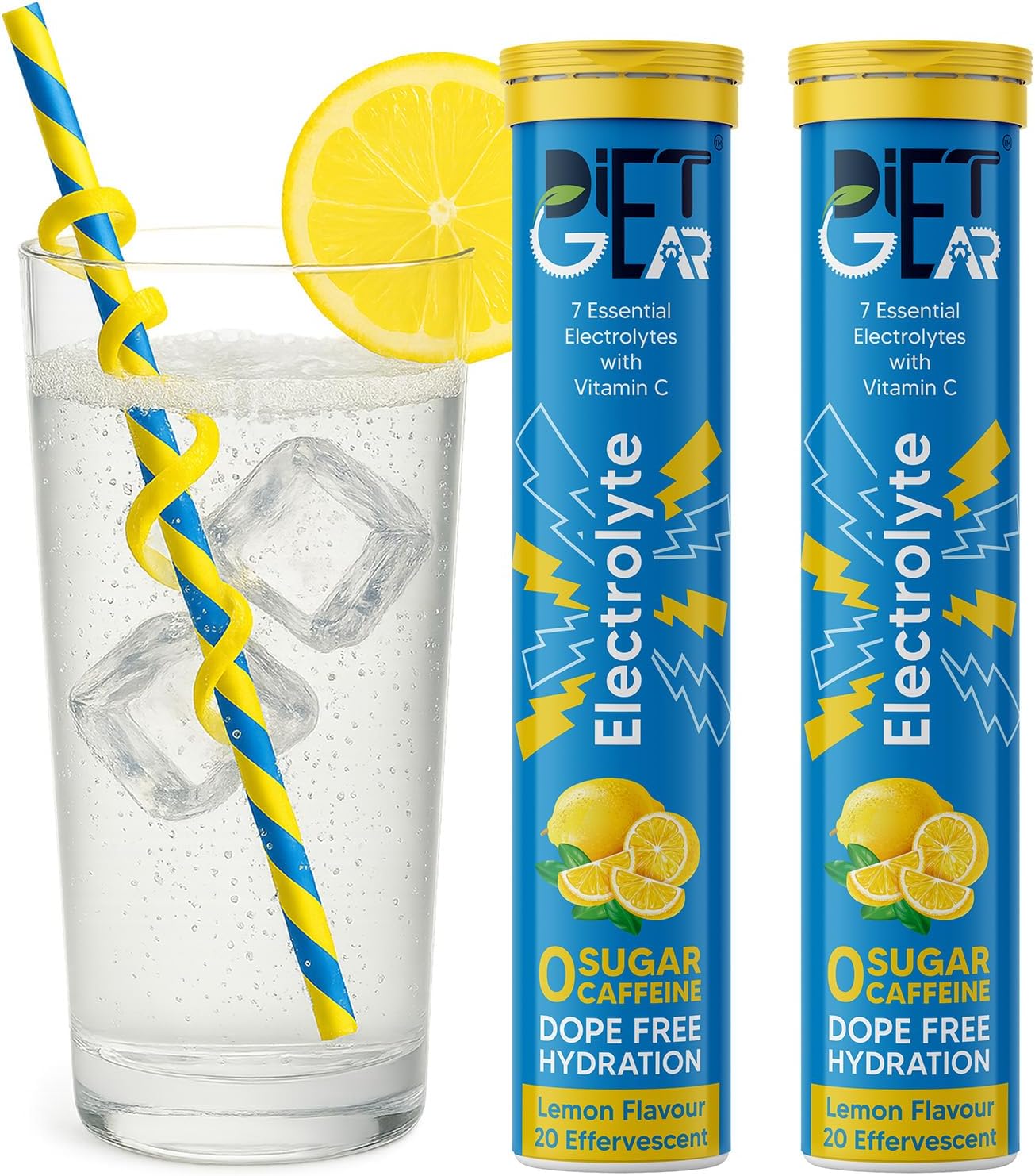 Energy Drink - 10 litre Zero Sugar, Zero Caffeine Electrolytes 40 Effervescent Servings | with added 7 Essential Electrolyte Salts (Na, K, Mg, Ca, Cl, Zn, SO4) + Vitamin C | Lemon Flavor