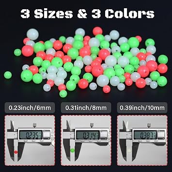 Fishing Beads 6mm 8mm 10mm Glow in The Dark Bead Round Plastic Lure Rigging Catfish Rig Freshwater Saltwater for Fishing Rigs