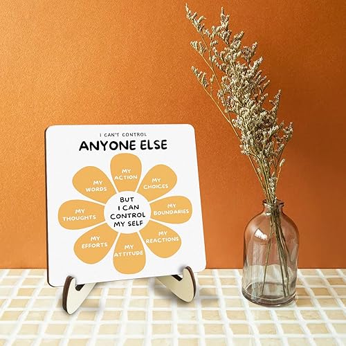 Miniatura 6 de Decoración decorativa de escritorio, terapia de salud mental, placa de decoración de oficina con soporte de madera, letrero de madera inspirador