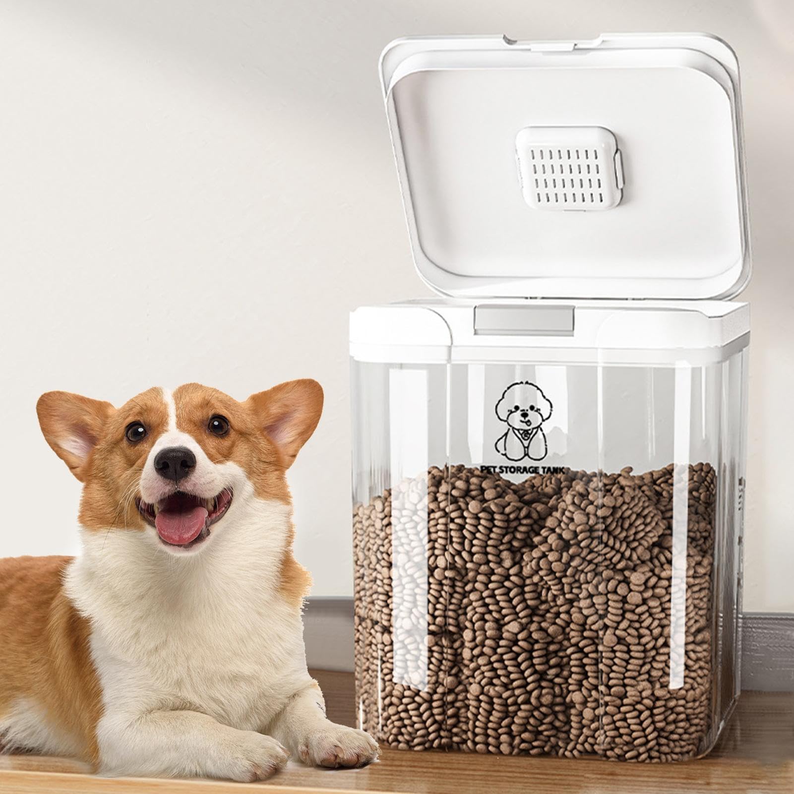 Rangement pour Aliments pour Animaux 5L Hermétique Empilable Transparent | Boîte à croquettes pour chat Croquettes Céréales Riz Cuisine Placard Plan de Travail