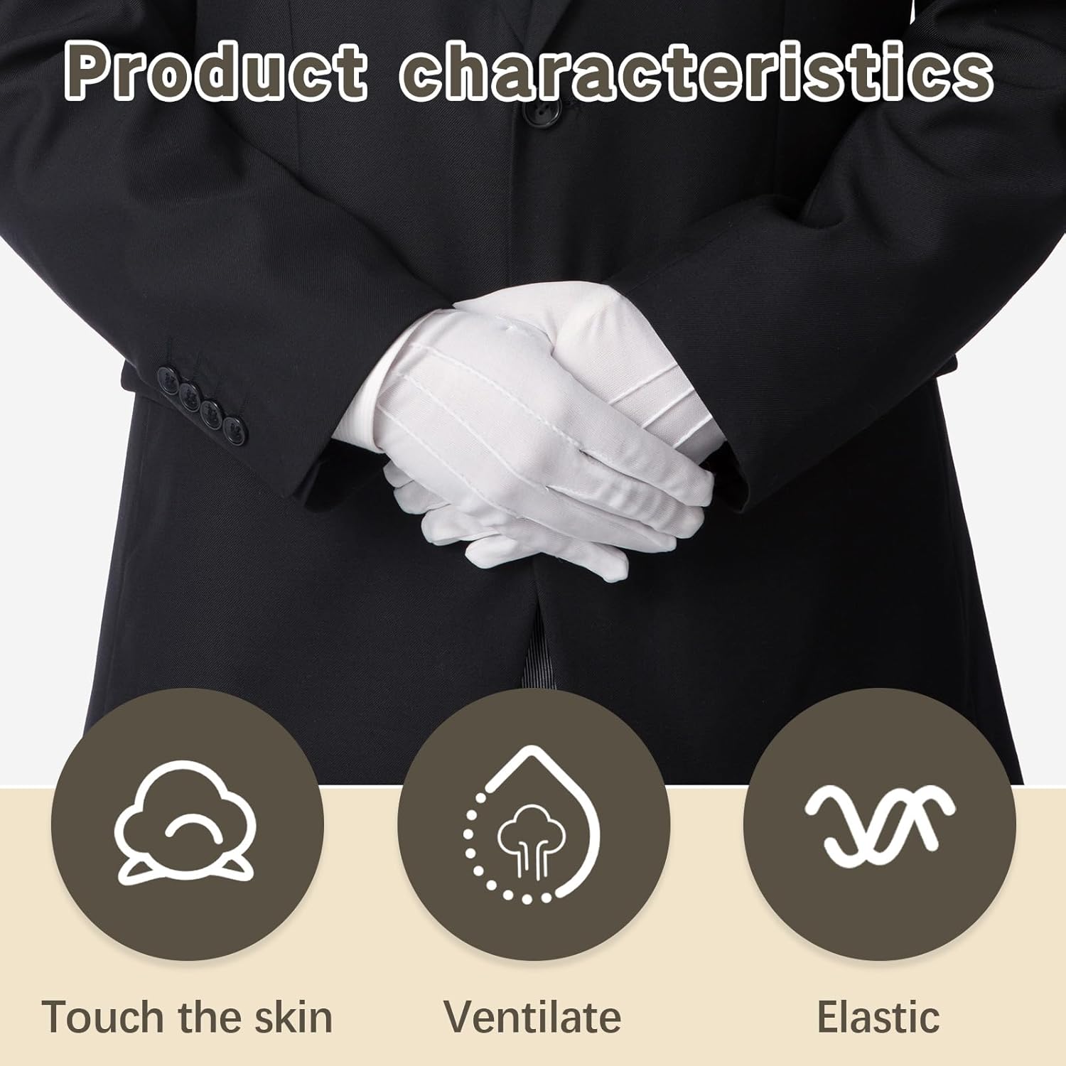 6 Pairs White Gloves women men with Snap Cuff Uniform Gloves Parade Costume for Police Server Funeral Formal Tuxedo Guard - Image 4