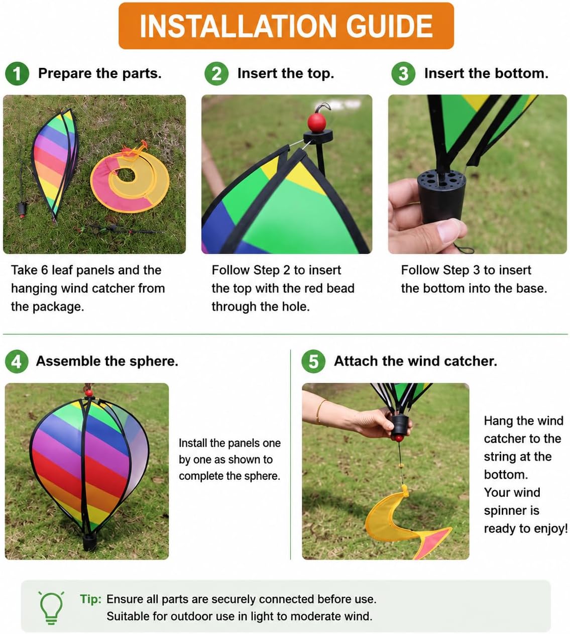 POPETPOP 3 Pcs Hot Air Balloon Wind Spinner, Rainbow Windsock Garden Pinwheels Whirligigs Wind Spinner, Outdoor Whirligig Toy for Garden Lwan Yard Home Decoration Ornament
