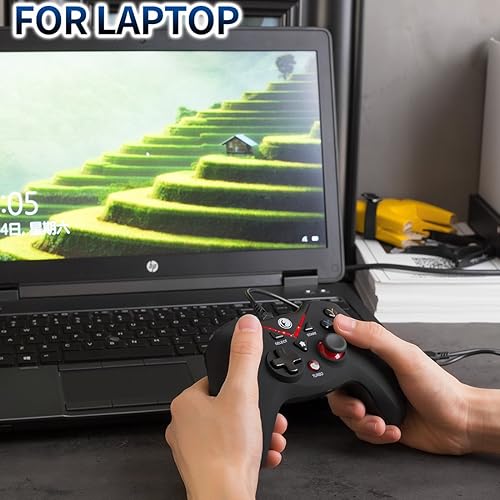 Miniatura 8 de V-one Mando con cable USB para juegos, joystick para PC (Windows XP/7/8/10/11) y Steam, Android, PS3 - Rojo