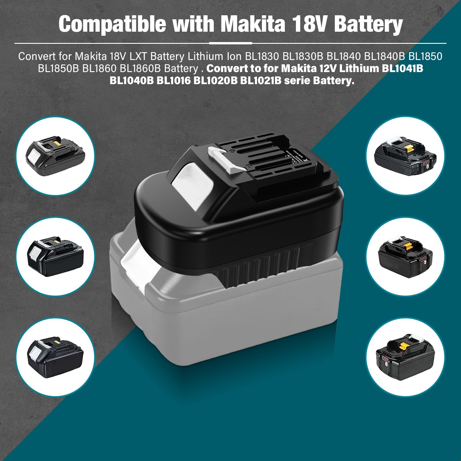 MT18MT12 Adaptateur pour Makita 18 V vers 12 V, pour batterie Makit.a 18 V vers outil de batterie 12 V BL1021, convertisseur pour batterie BL1850 vers BL1021B BL1041B CXT
