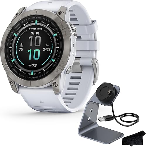 Garmin epix Gen 2 Pro Sapphire Edition, 2.008 in, titanio/piedra blanca | Pantalla AMOLED, reloj inteligente de alto rendimiento, tecnología de