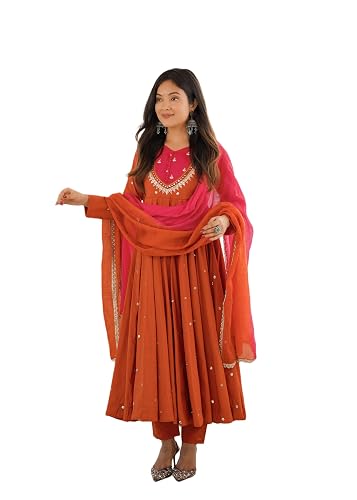 Heni Fashion Elegant Embroidered Anarkali Three Piece Set