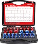 48Pcs Vérificateur de fils, vérificateur de fils d'écrous et de boulons, 25 1 cm & 23 Boîte métrique Jeu de filetage Gauge, Thread Checker Standard et métrique approprié pour le vérificateur de taille de boulons ou d'écrous dans les zones étroites, rouge & bleu