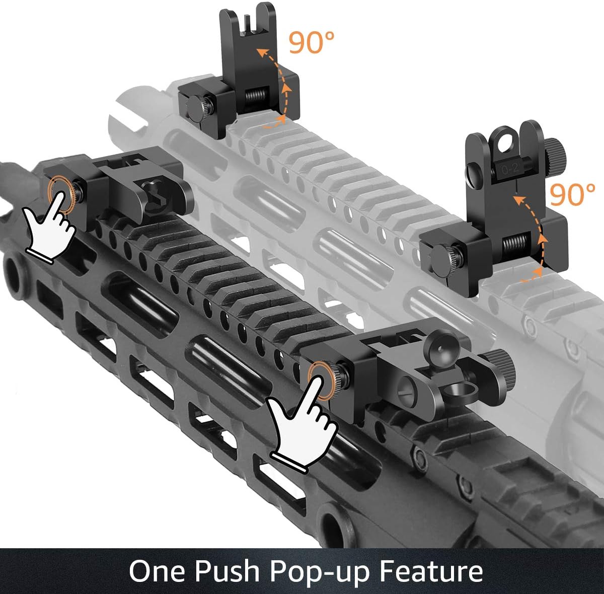 VOTATU V2 Fiber Optics Iron Sights, Flip Up Front and Rear Backup Sights with Green Red Fiber Optics Dots, Tool-Free Adjustable Front Sight Rapid Transition (Matte Black1) : Sports & Outdoors