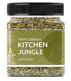 Kitchen Jungle Brand Rosemary leaves organic dried For Foods & Hair (100gm Jar Pack)
