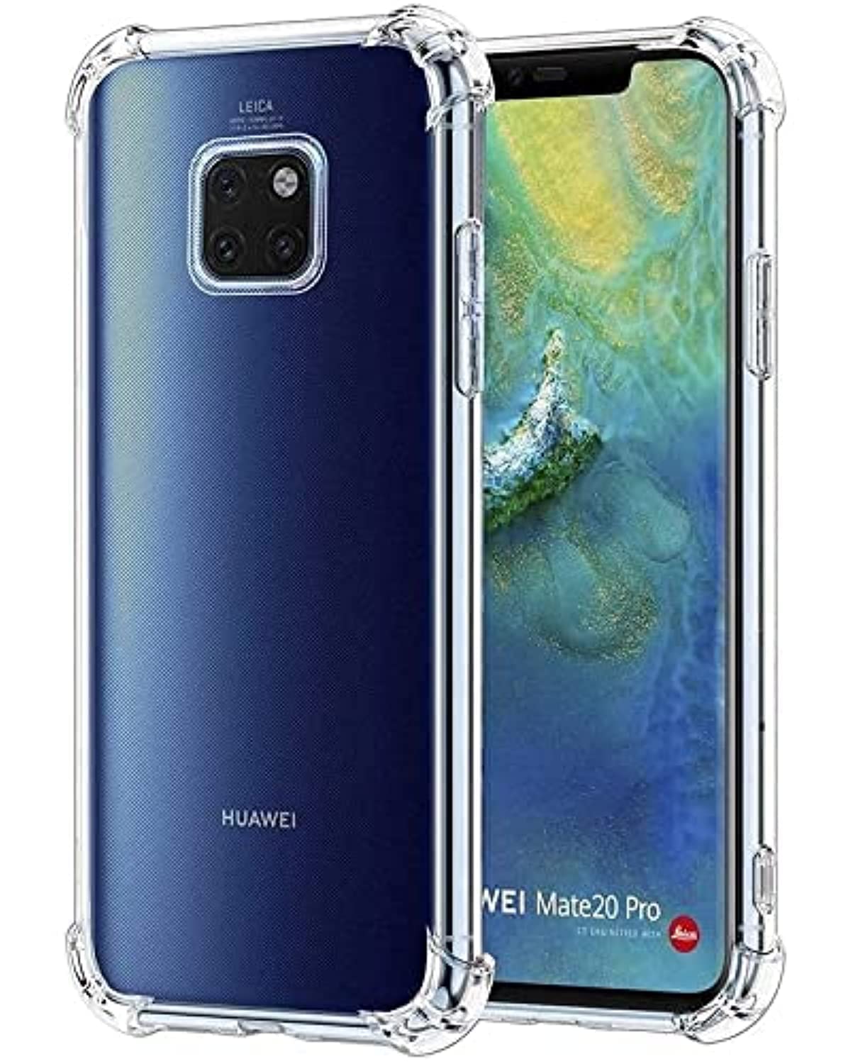 Zubitech Case for Huawei Mate 20 Pro Clear Cover Soft TPU Transparent Silicone Gel Full Camera Protective Case Shock Absorbent Reinforced Corner for Huawei Mate 20 Pro Clear