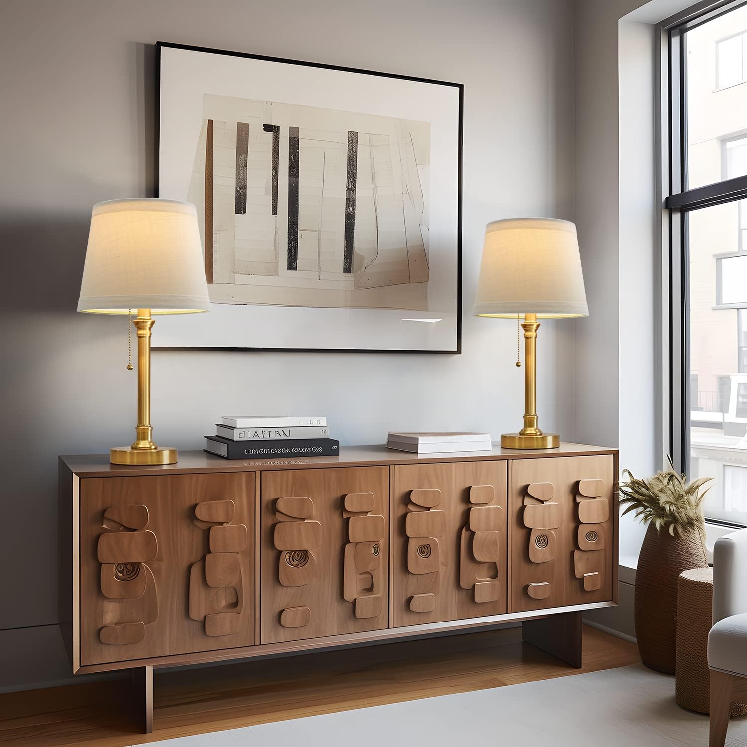 Oneach Modern Gold Brass Table Lamp Set of 2