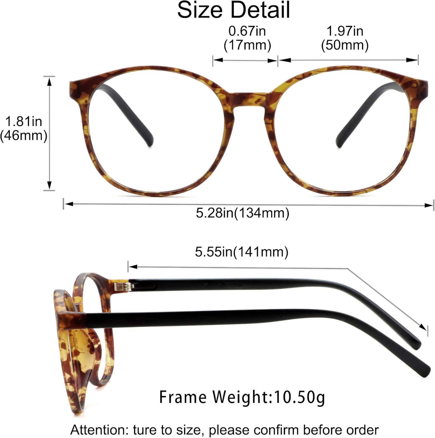 YEIN Presbyopic Progressive Multifocal Reading Glasses, Spring Hinge Blue Light Blocking Glasses, with Clear Lenses for Women and Men (+0.50/+2.75 magnification) - Image 5