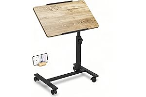 Adjustable Overbed Computer Workstation Tray Desk with Wheels