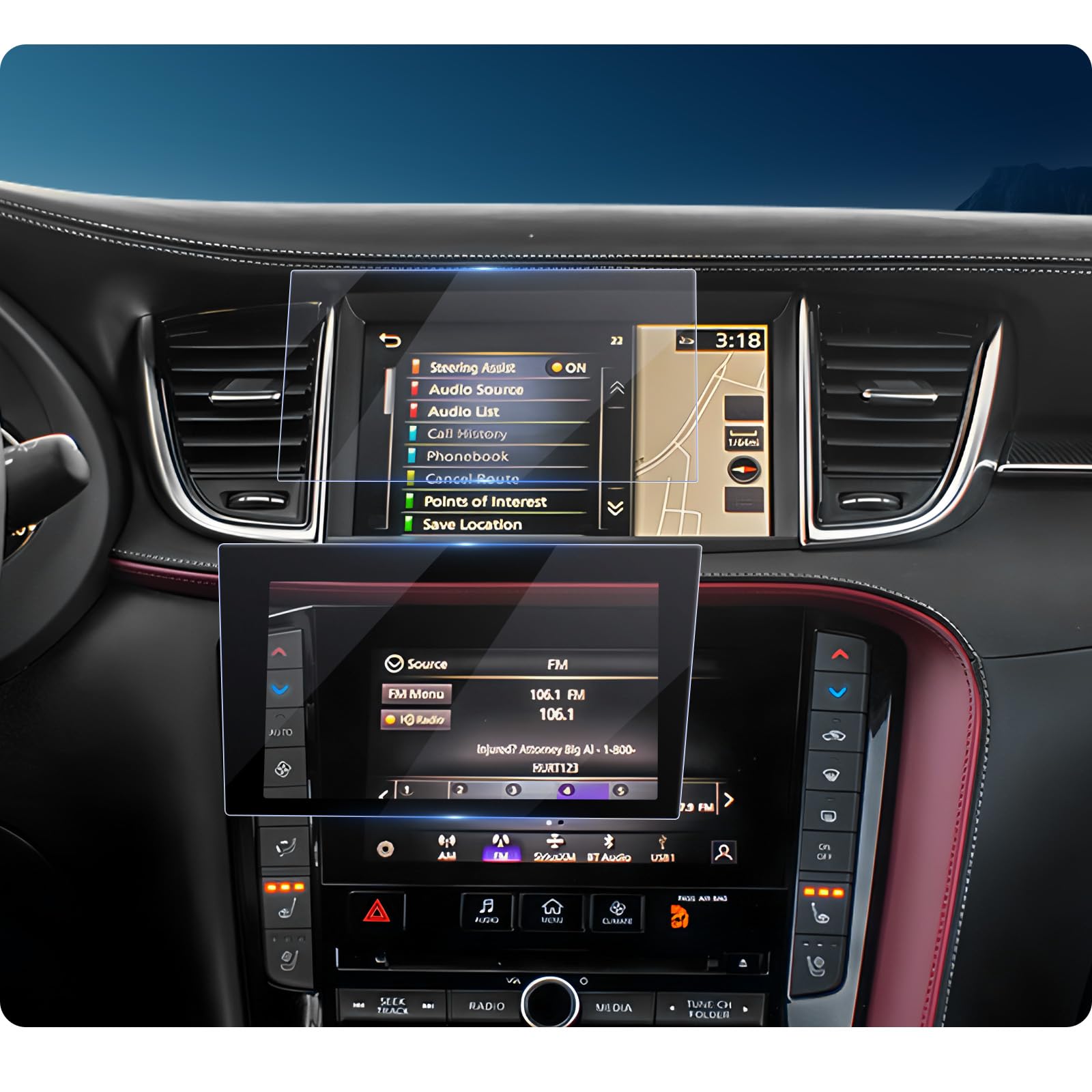 Film protecteur d'écran Infiniti Q50 Q60 anti-rayures tactile LUWU 9H 2 pièces - 8