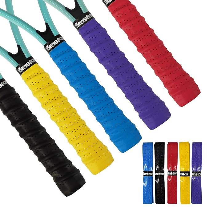 Senston Tennis Racket Grip Anti Slip Perforated Super Absorbent Badminton Racquet Overgrip Tape, Multicolour 5 Pack