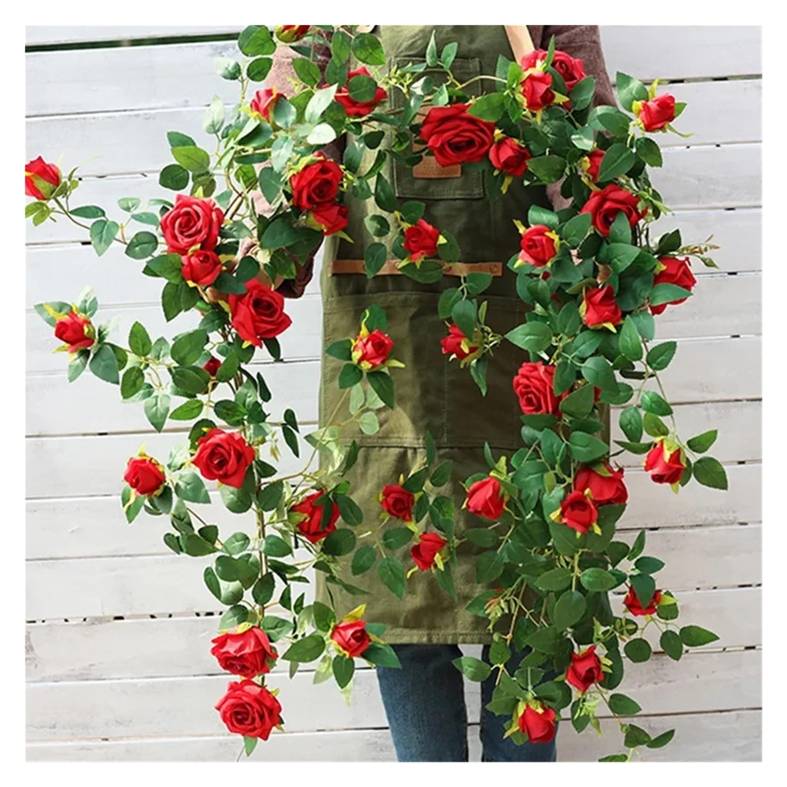 175 cm/69 pollici Fiori artificiali Piante di rose Vite | Ghirlanda di seta sospesa Pianta verde Casa Giardino Recinzione da muro Decorazione for matrimonio compleanno(A-pink)