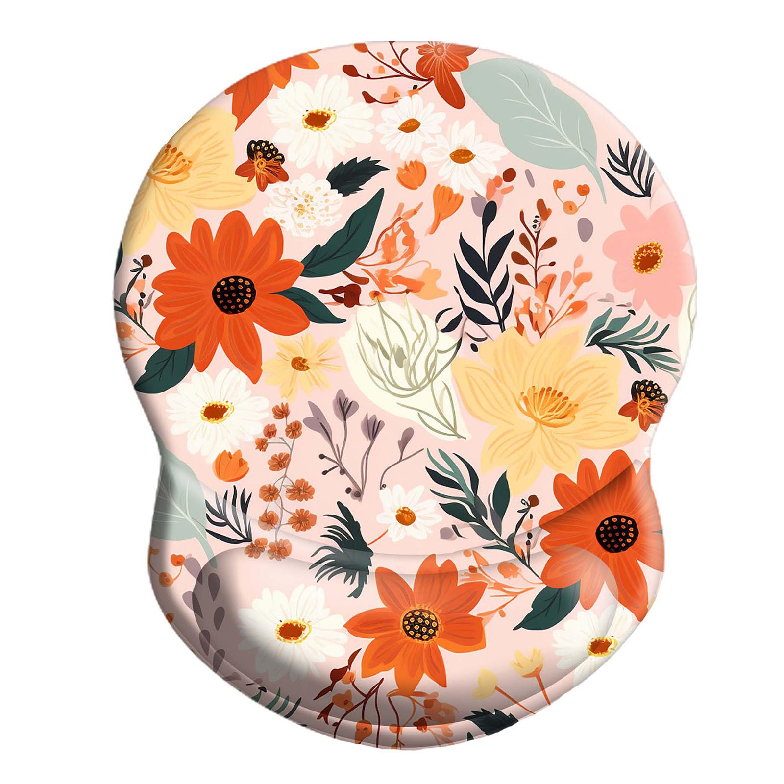 Wrist Support Mouse Pad Non Slip Rubber Wrist Rest Mousepad 8.75in X7.5in Small Desktop Notebook Mouse Mat for Working and Gaming (Lovely Pink Flower Wrist)