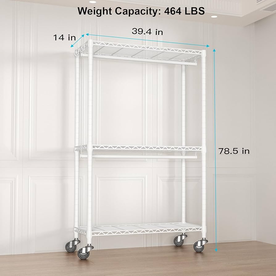 Amazon.com: FUTASSI P3 Rolling Clothes Rack, Clothing Racks