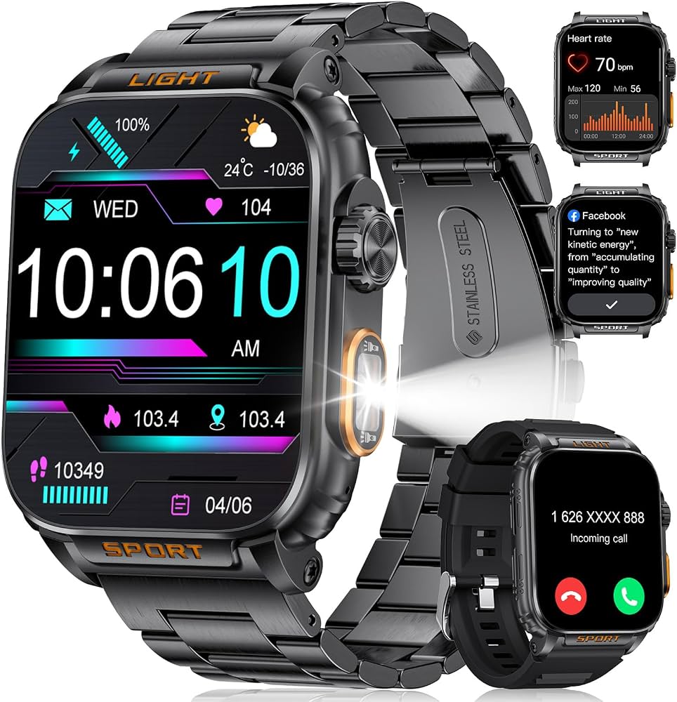 Montre Connectée Homme AMOLED - Appels, Sport, Sommeil, étanche - Boîtier Aluminium 1,43"