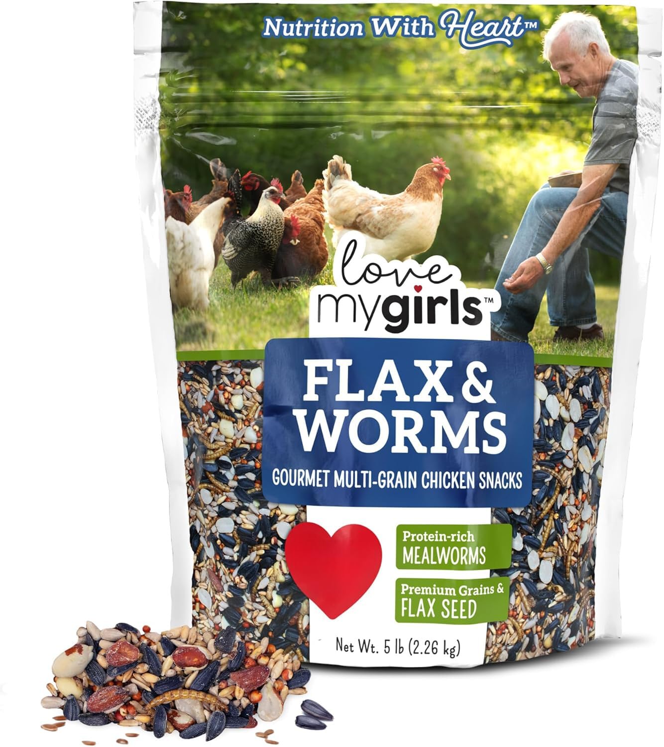 Love My Girls 5lb Chicken Snacks - Flax &amp; Worms Gourmet Multi-Grain Treats
