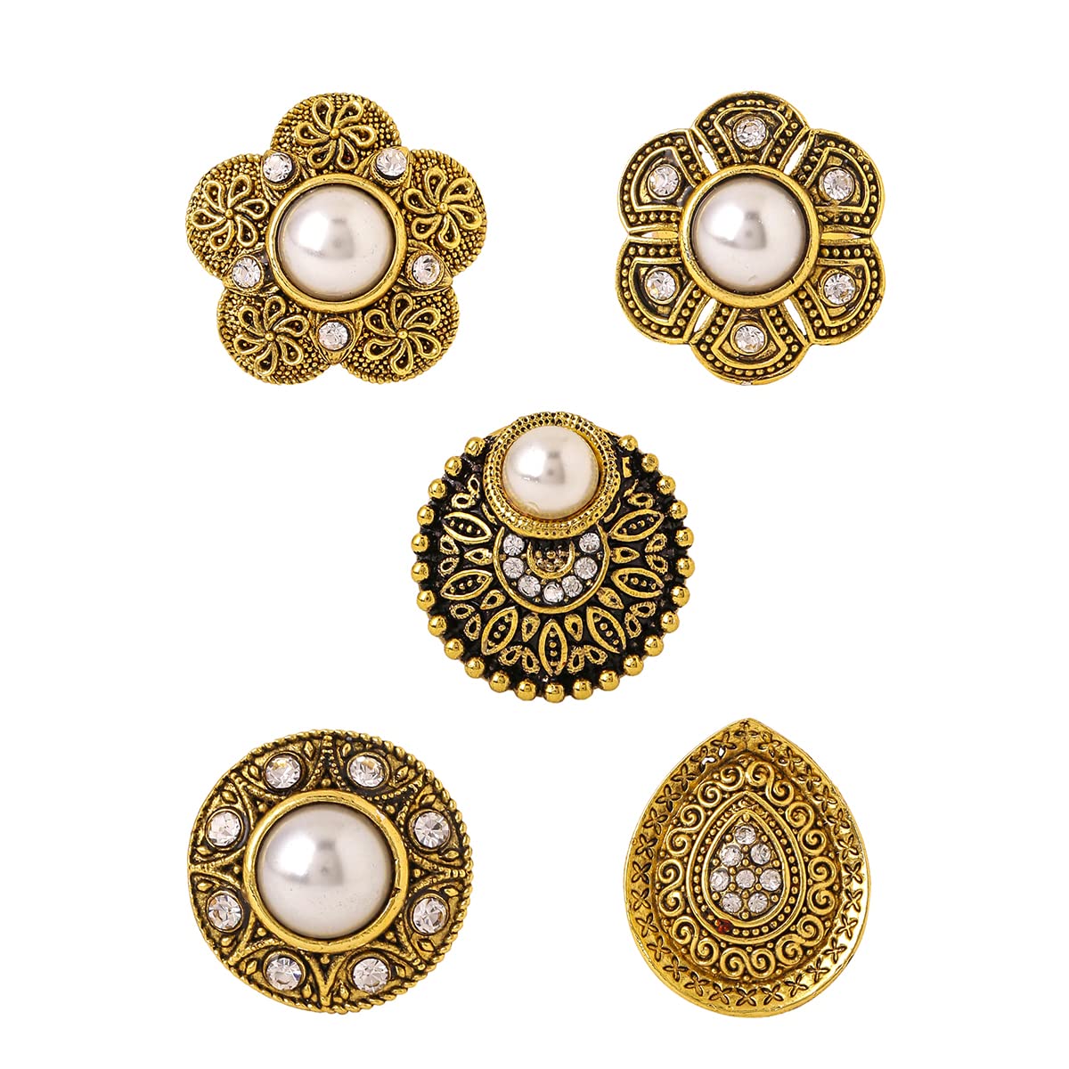 Yellow Chimes Rings for Women and Girls Traditional Oxidised Gold Studs|Oxidised Gold Combo of 5 Pcs Rings|Birthday Gift For girls and women Anniversary Gift for Wife (B0BMX23VJW) Amazon Price History, Amazon Price Tracker