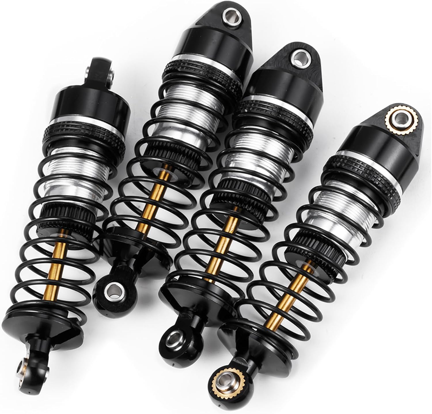 LSG Aluminum Front Rear Shock Absorbers for Arrma 1/18 Granite Typhon Mojave Grom RC Crawler Oil-Filled RC Car 58mm Suspension Damper Upgrade Kit (Black Silver)
