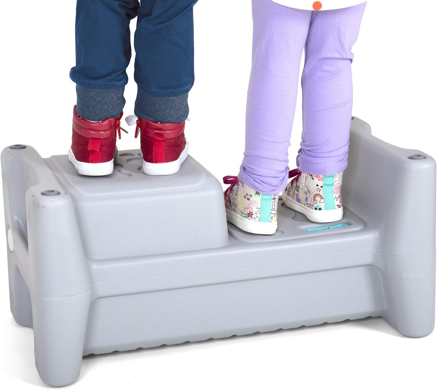 Simplay3 Sibling Step Stool, Lightweight and Non-Slip Step Stool for Kids, Multi-Level Height (Gray)