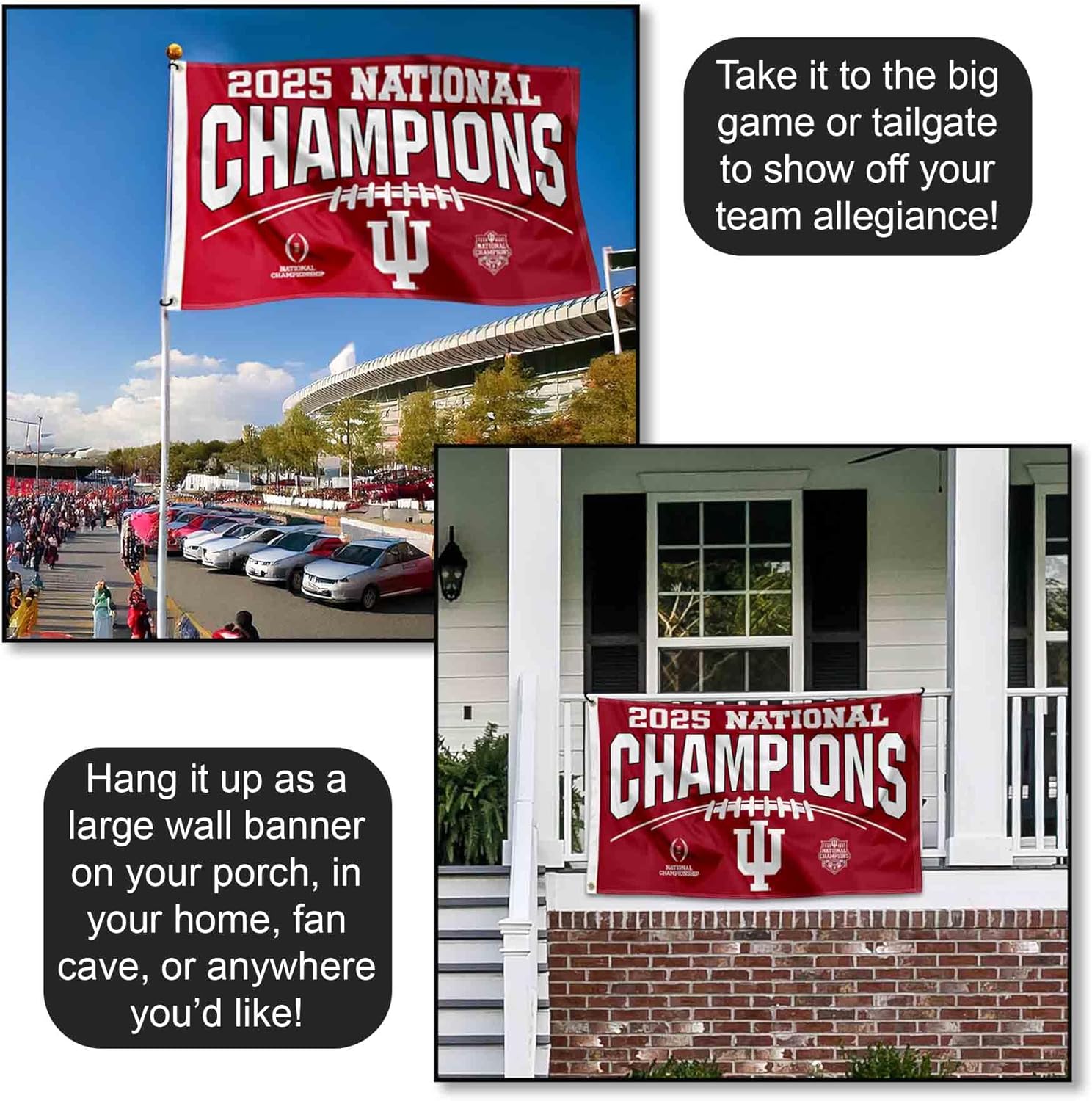 Indiana Hoosiers National Champions 2025 3x5 Grommet Flag - Image 4