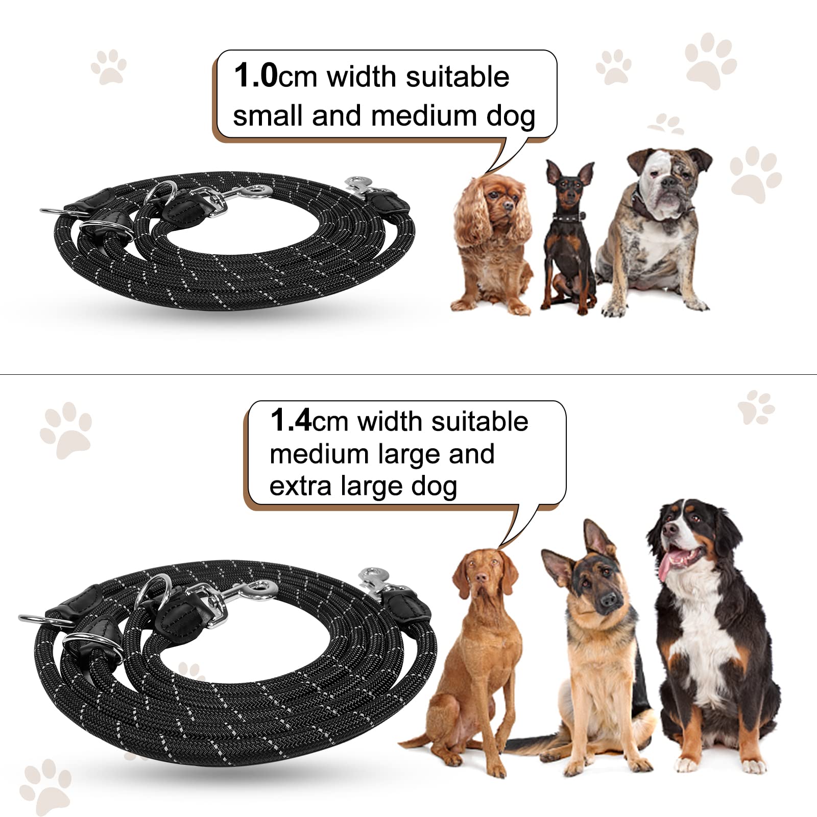 Guinzaglio Per Cani 3,4m Regolabile - Nylon Riflettente Con Sacchetti Per Medie/Grandi Taglie - Foto 4