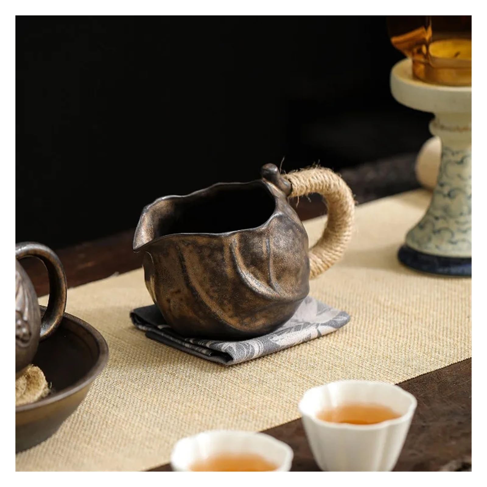 Generico Coppa Chahai for condivisione in ceramica grossolana | Cerimonia del tè, tazza da condividere, chahai, 200 ml, argilla rocciosa, accessorio for il tè kung fu(C 200ML)