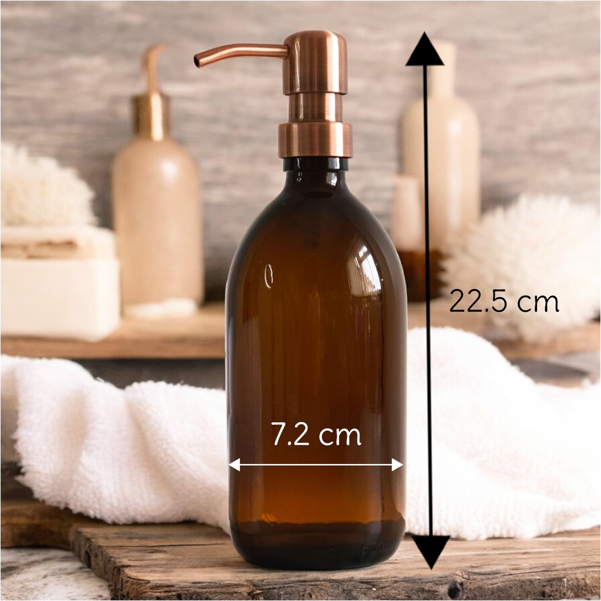 Amazon｜アンバーガラスボトル 500ml ソープディスペンサー メタル