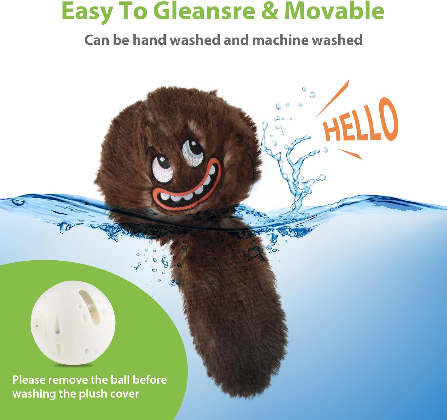 PETGEEK Interactive Dog Toys Ball - Rechargeable, Squeaky Plush Crazy Bouncer Dog Ball with Wiggles & Vibrations, Durable Moving Vibrating Toy for Small, Medium, Large Dogs (6 Inches, Brown) image 5