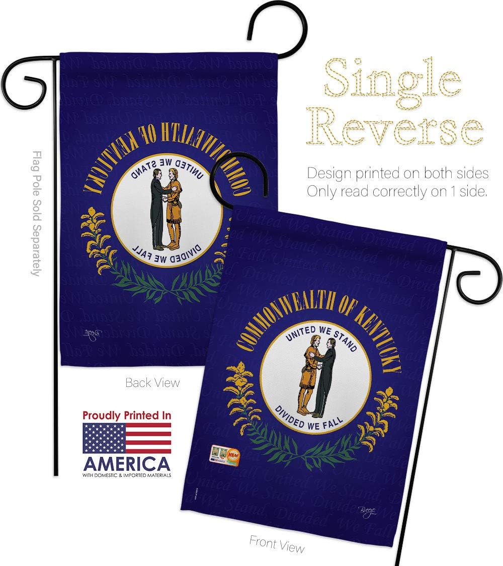 Kentucky Garden Flag Set Wall Holder Americana States USA American Territories Republic Country Particular Area Small Decorative Gift Yard House Banner Made In 13 X 18.5