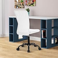 Vista 7 de Juego de 2 sillas ergonómicas, bonitas sillas de escritorio de oficina ajustables sin brazos con respaldo de malla y asiento grueso suave, cómoda