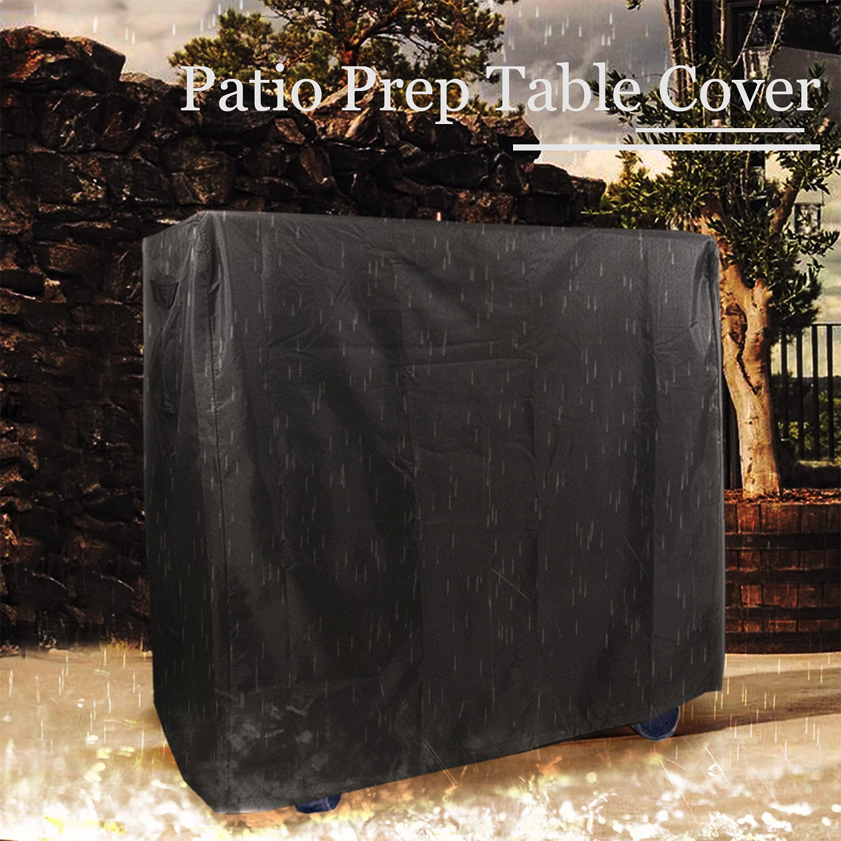 J&C 600D Outdoor Prep Table Cover Heavy Duty Outdoor Prep Table Covers BBQ Table Cover Buffet Console Cover Waterproof Buffet Table Cover Outdoor Buffet Cabinet Table Cover Weatherproof