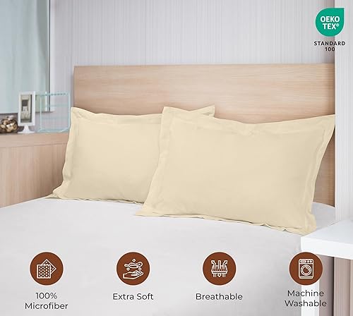 Miniatura 5 de Royale Linens Paquete de 2 fundas de almohada de tamaño europeo de 26 x 26 pulgadas, microfibra cepillada 1800, fundas de almohada de cama,