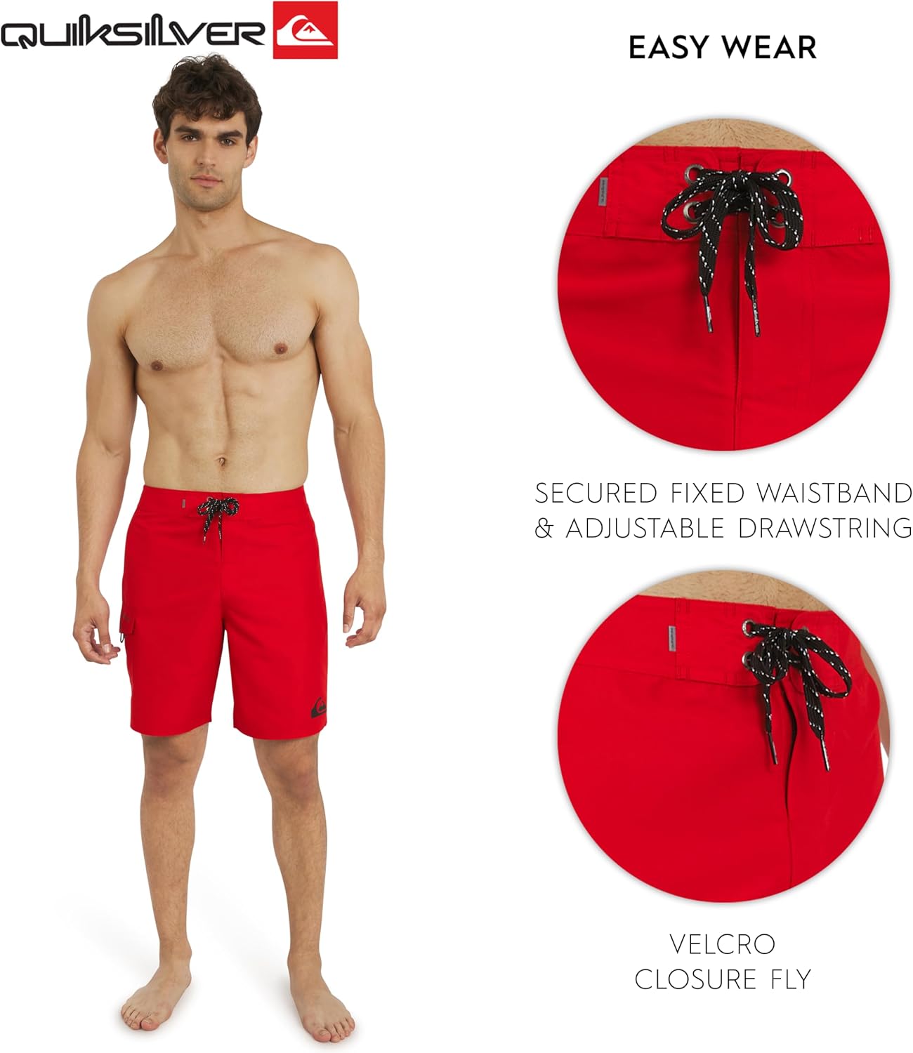 Quiksilver Men's Swimwear Regular Fit Fixed Waist UPF 50 Quick Dry 20 Inch Board Shorts