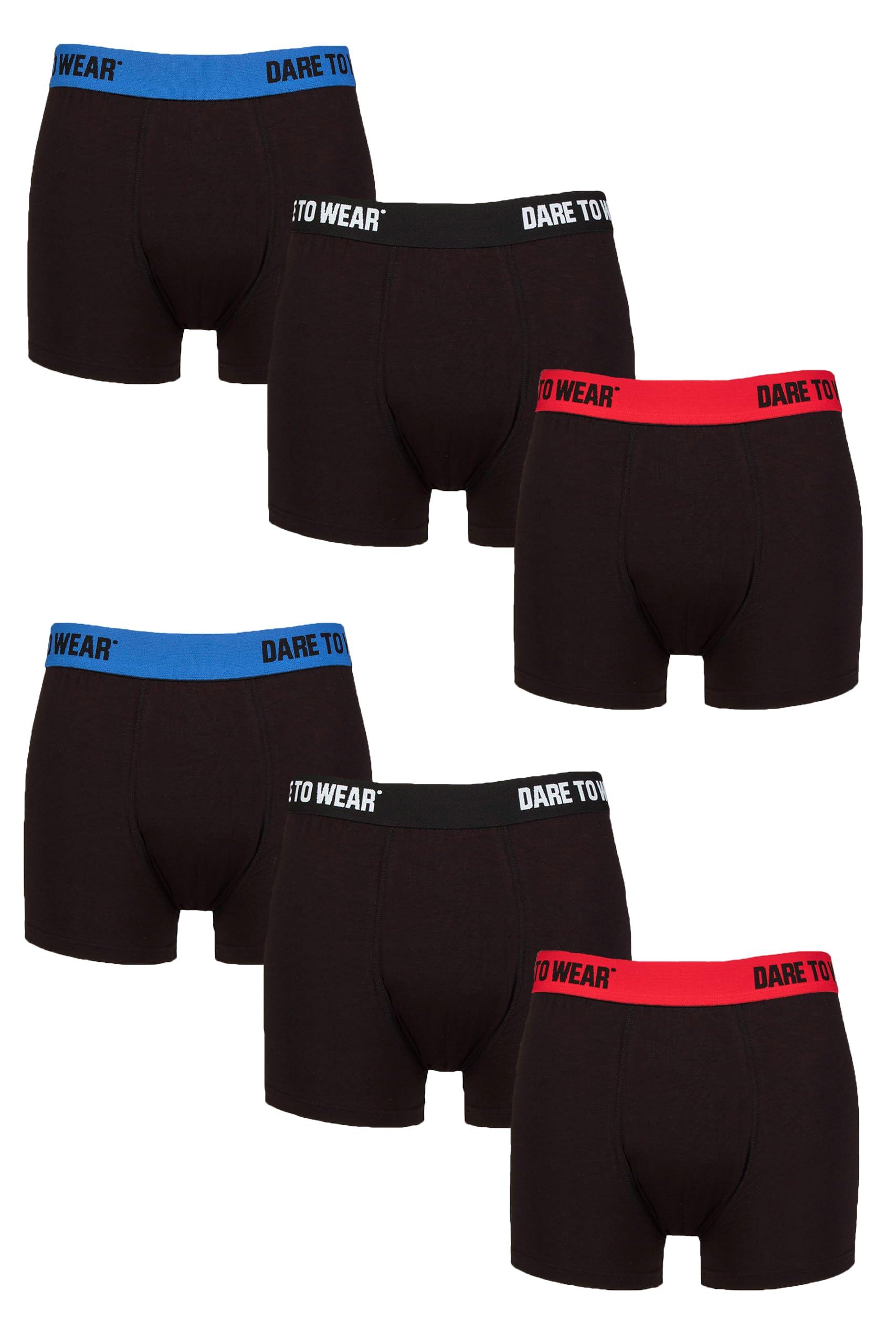 Sockshop Men's Black Red Blue Dare To Wear Trunks - Bamboo Plain And Striped Patterned Underwear In A 6 Pair Multipack (Uk, Alpha, M, Regular, Regular, )