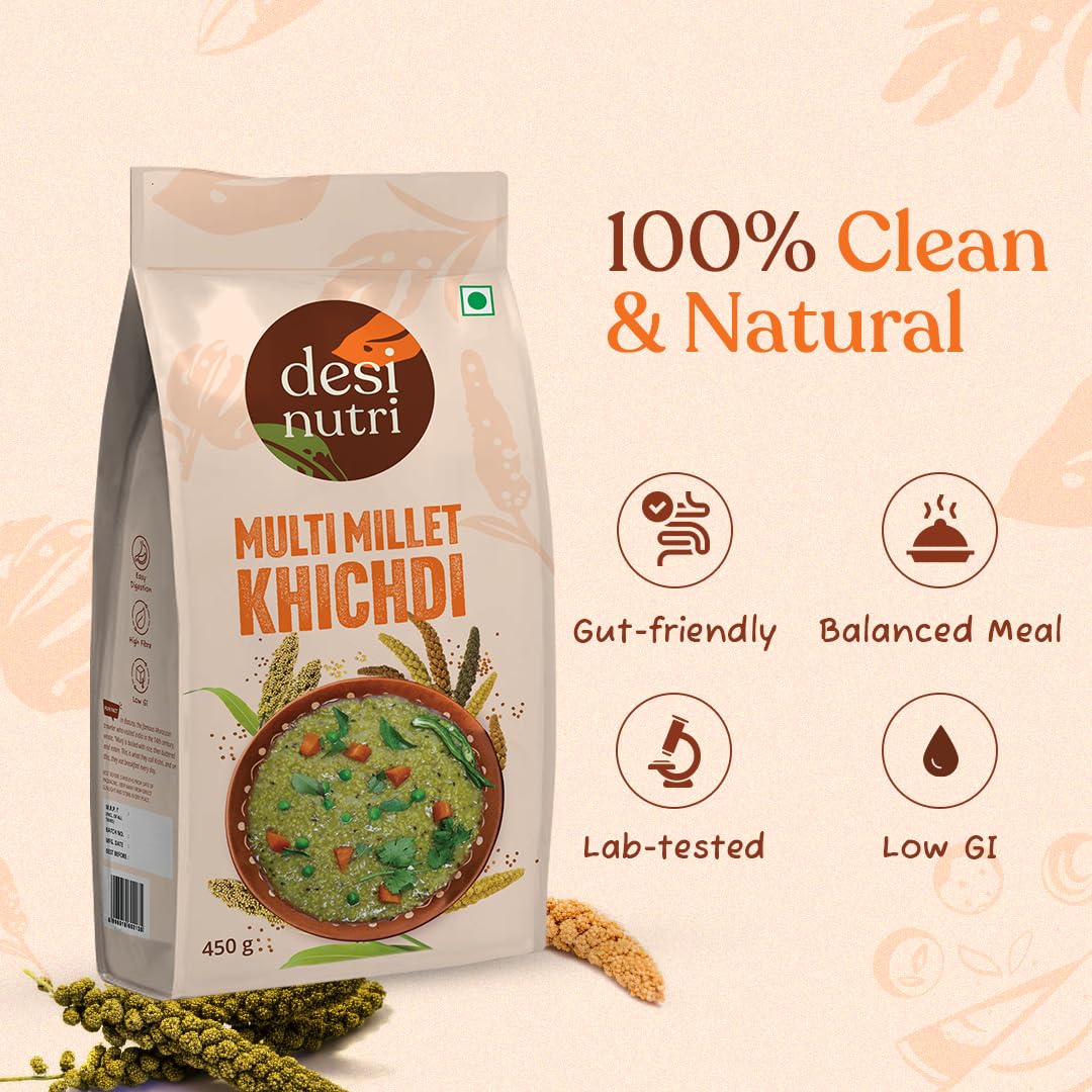 Desi Nutri Multi Millet Khichdi Mix - 450gm | Easy & Ready to Cook | Rich in Protein & High Fiber Kichadi Mix