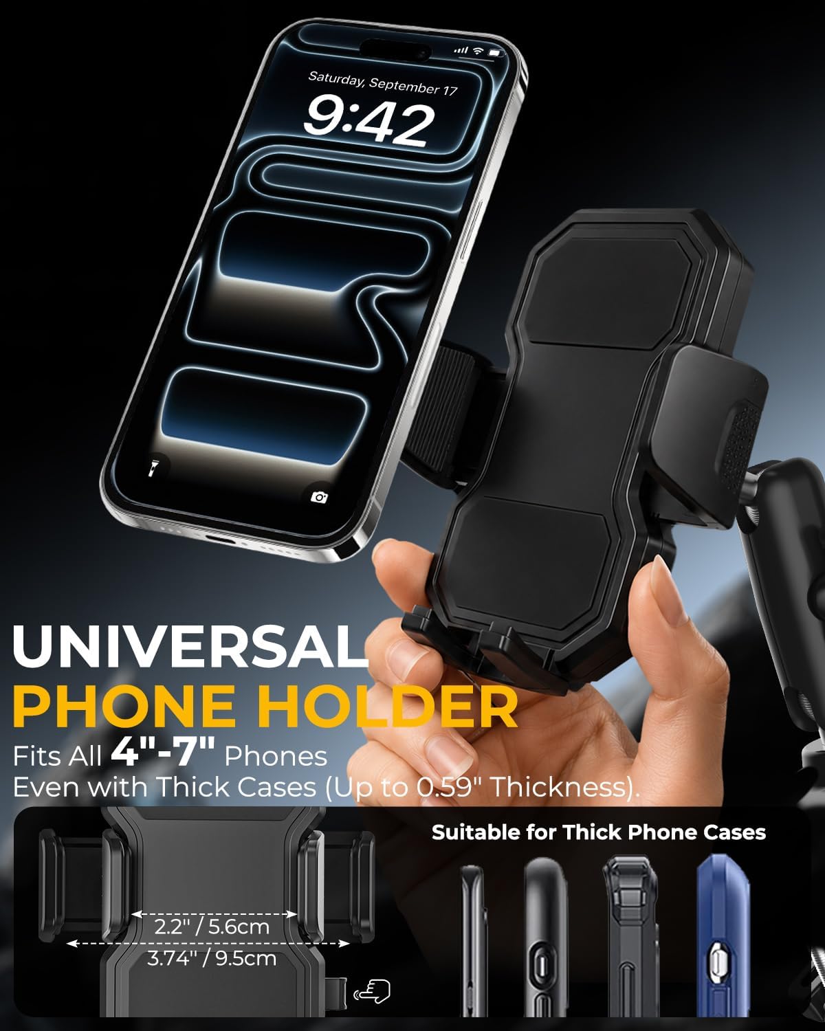 Metal ATV Phone Mount, Anti-Vibration Handlebar Holder