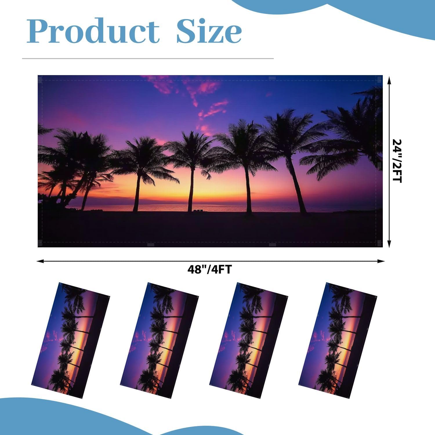 Fluorescent Light Covers for Ceiling Lights Coconut Tree Silhouette Twilight Beach Easy to Install Magnetic Light Filter for Classroom Office Hospitals School Home Decor