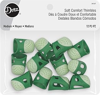 Dritz Soft Comfort, Medium, Green, 12 pc Thimbles, Count