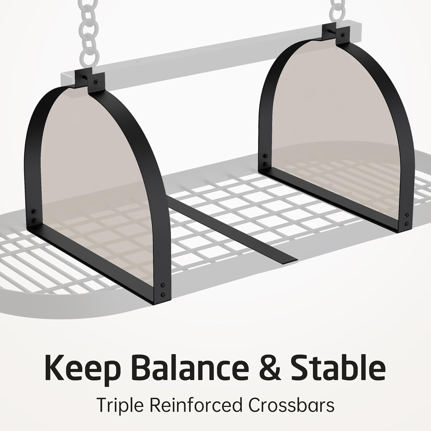 KES 48 Inch Large Ceiling Pot Rack with Lid Organizer, Oval Heavy Duty Hanging Pot Rack Ceiling Mount for Kitchen Over Island, Cast Iron Pan Hanger with 20 Hooks, 16" & 24" Joist Mount, Matte Black